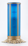 blue electric flameless LED battery operated memorial candle with cross