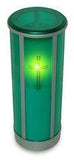 Green LED flameless wickless electric battery operated grave candle with cross