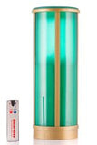 green pillar memorial candle and separate remote control