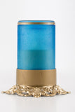 blue flameless candle with remote brass base