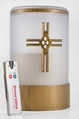 White Flameless Electric Battery Operated LED Catholic Candle with remote
