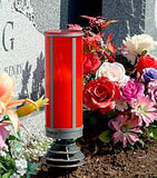 red LED battery operated pillar candle with anchor graveside