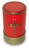 red flameless LED battery operated electric candle with cross